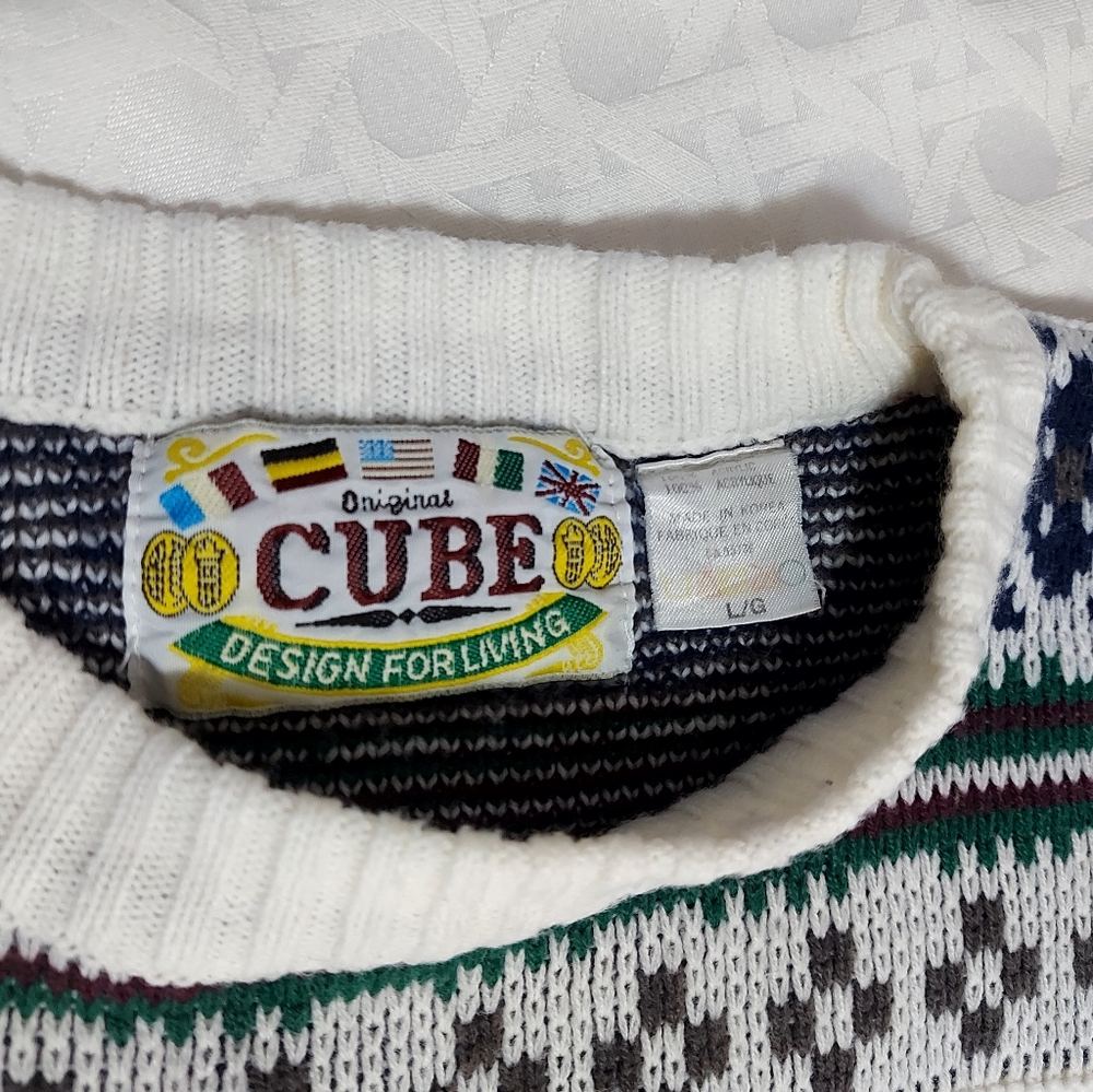 Vintage Dad Sweater Unisex Large Fair Isle Cottagecore Academia 80's Pullover - Picture 6 of 8